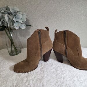 Frye Tan Suede Ankle Booties